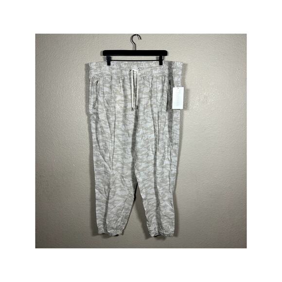 Athleta Joggers Cabo Tide Linen Jogger Pants Camo Neutral Tan Beige Size 22 NWT - Picture 2 of 9